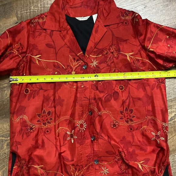 VNTG 100% SILK APPLIQUÉ EMBROIDERED LIGHTWEIGHT JACKET GOLD STITCHING HAND MADE - Picture 14 of 16